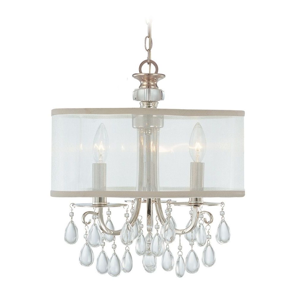 Well Known Crystal Mini Chandelier With White Shade In Polished For Walnut And Crystal Small Mini Chandeliers (View 6 of 15)