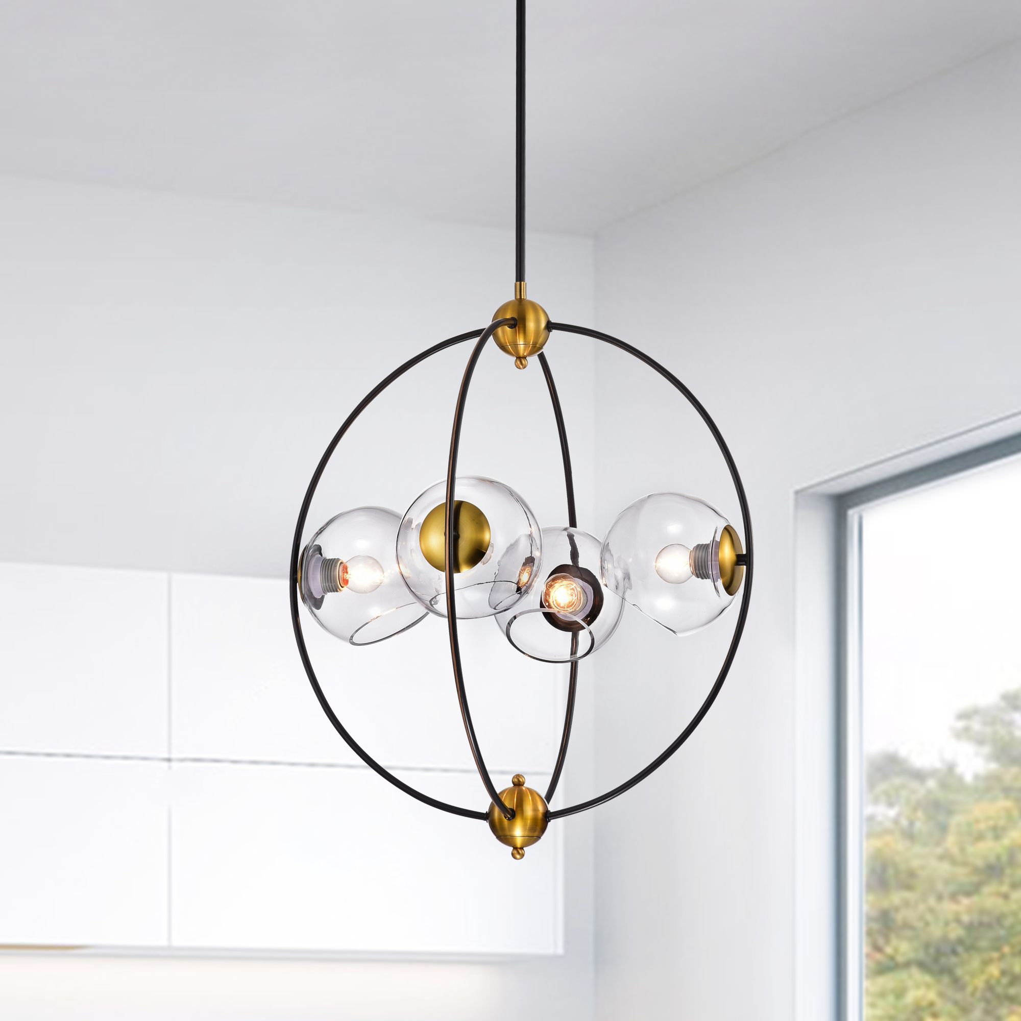 Well Known Gold And Wood Sputnik Orb Chandeliers With Regard To 4 Light Gold And Oil Rubbed Bronze Sputnik Globe (View 8 of 15)