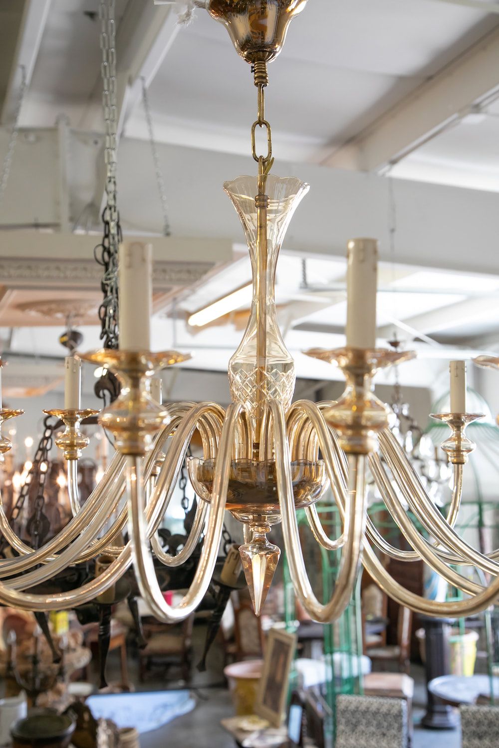 Well Known Lolo French Antiques Mid Century Modern 18 Arm Champagne With Champagne Glass Chandeliers (View 1 of 15)