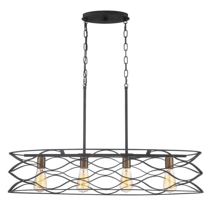 Well Known Quoizel Unity Mottled Black With Gold Casual/Transitional Intended For Black And Gold Kitchen Island Light Pendant (View 2 of 15)
