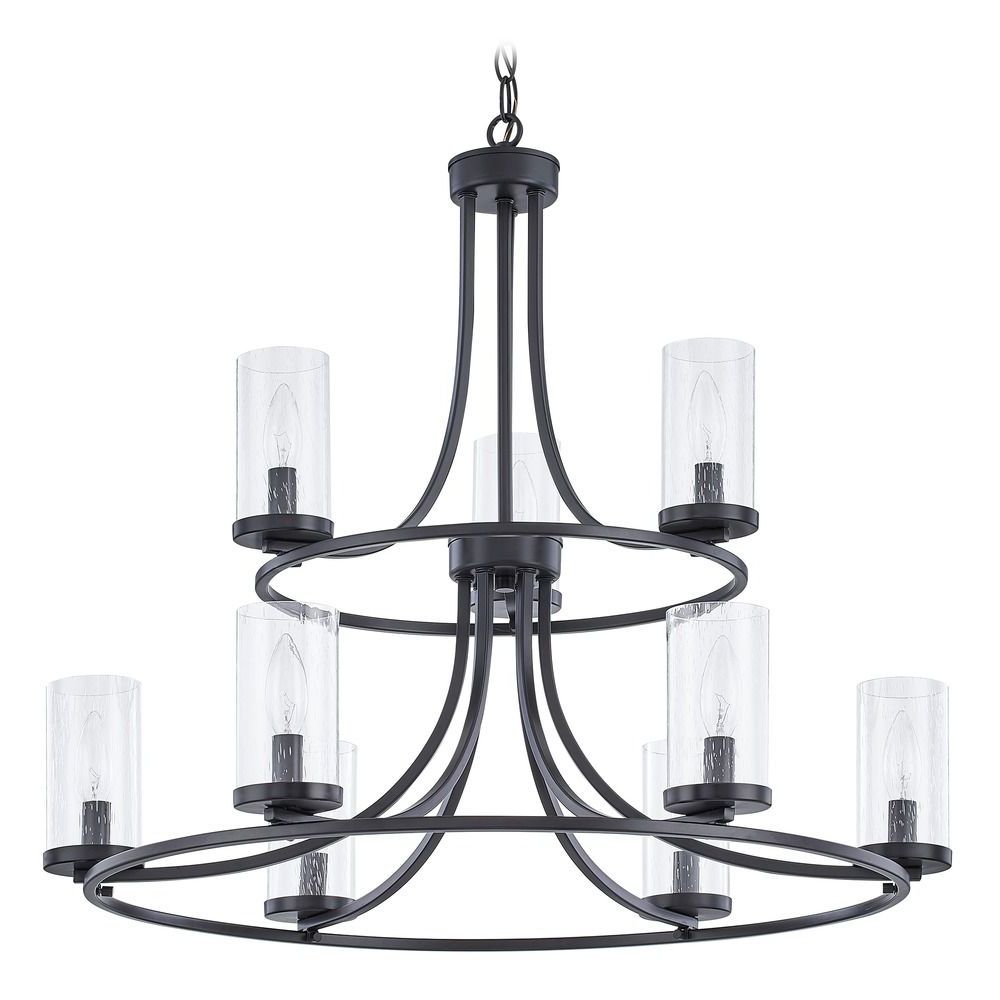 Well Known Seeded Glass Chandelier Matte Black 9 Lt (View 6 of 15)