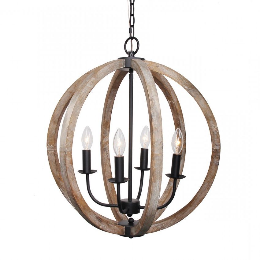 Well Known Weathered Oak And Bronze Chandeliers With Gobal 4 Light Chandelier, Weathered Oak Wood – Whoselamp (View 12 of 15)