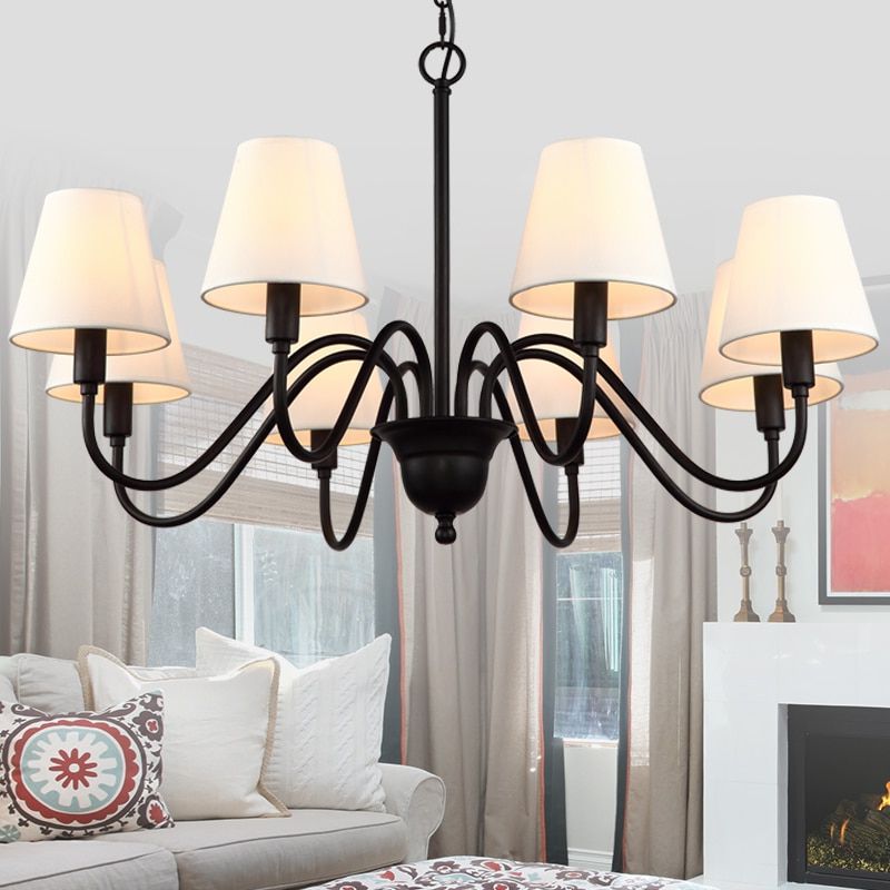 Well Liked Black Modern Chandeliers Inside Modern Led Chandelier Shades Fabric Vintage Black Iron E (View 6 of 15)