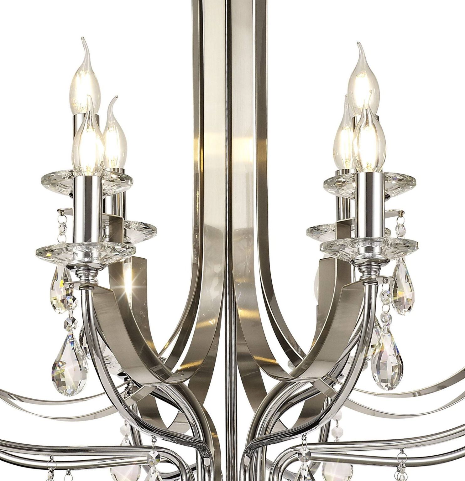 Widely Used Avilia Pendant 12 Light E14 Polished Chrome/satin Nickel In Satin Nickel Crystal Chandeliers (View 14 of 15)