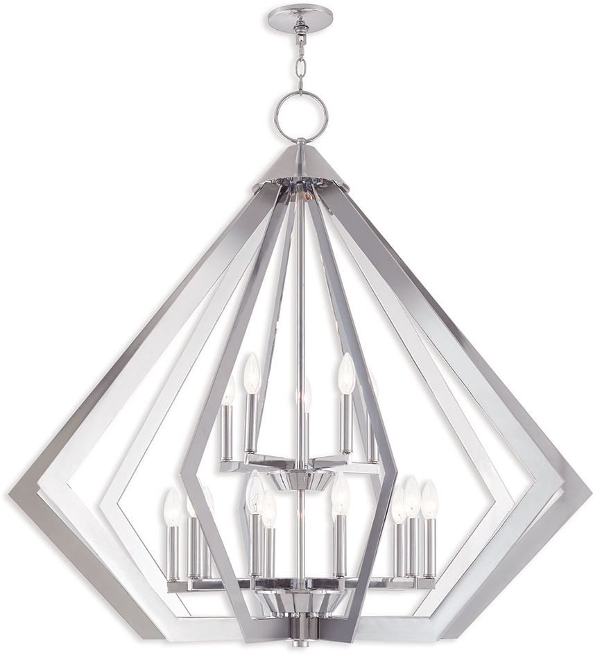 Widely Used Glass And Chrome Modern Chandeliers For Livex 40928 05 Prism Contemporary Polished Chrome (View 15 of 15)