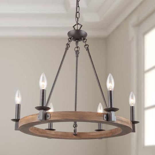 Wood Chandelier, Wooden Pertaining To Newest Wood Ring Modern Wagon Wheel Chandeliers (View 3 of 15)