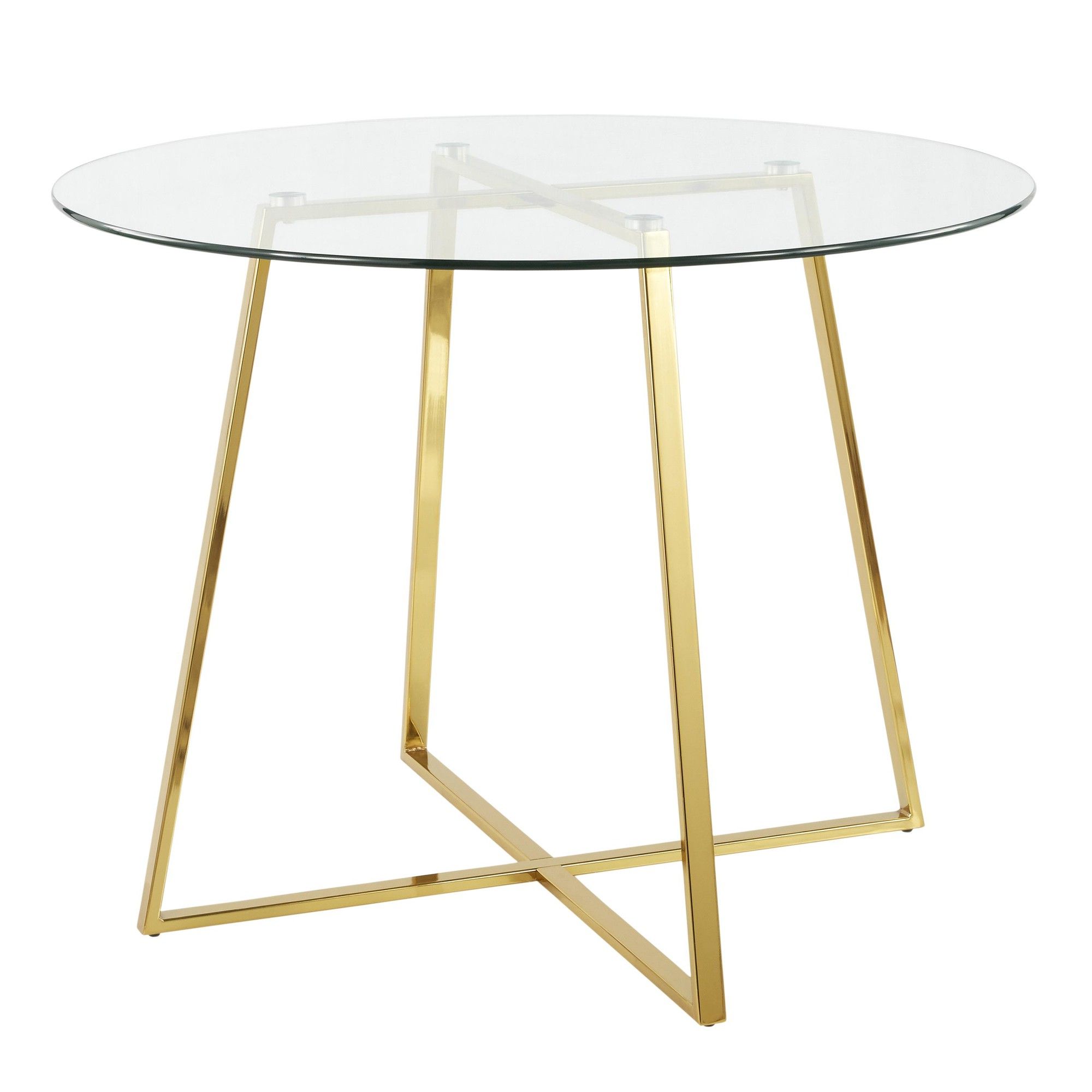2019 Gold Dining Tables Throughout Cosmo Contemporary/Glam Dining Table In Gold Metal And (View 6 of 15)