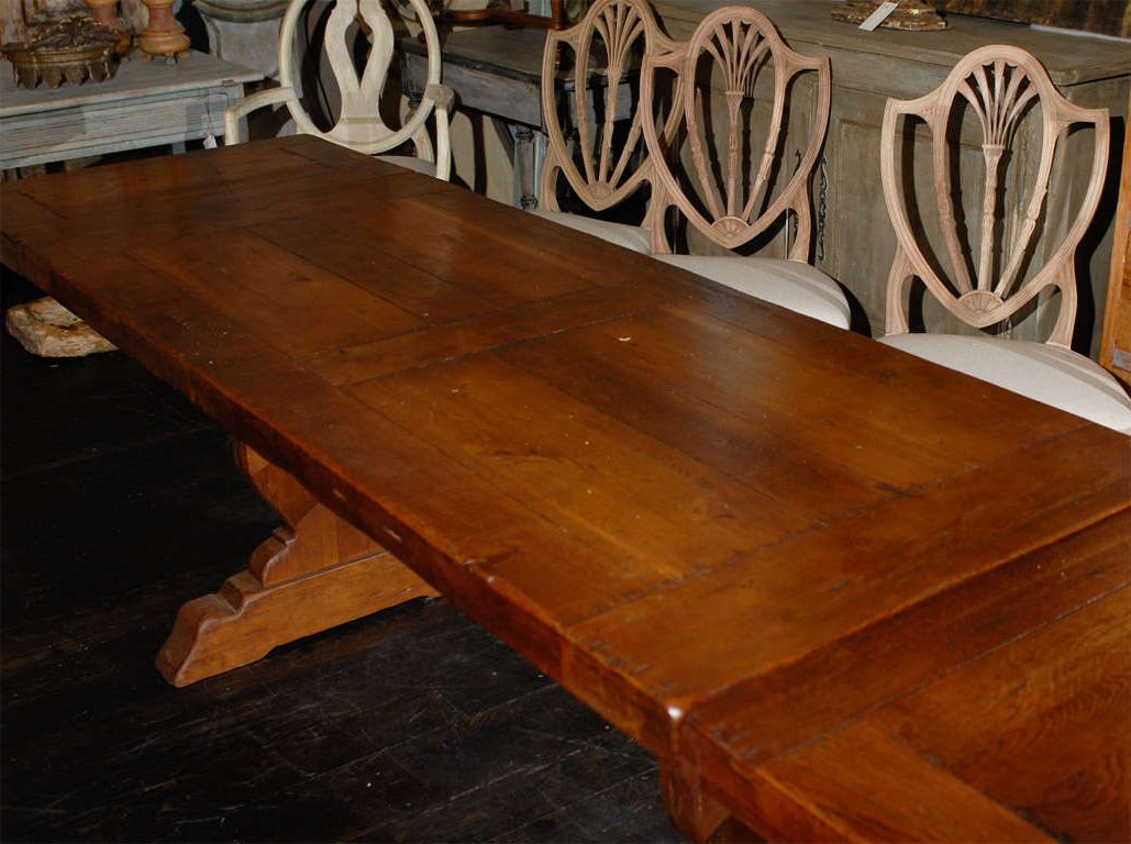 2020 A French 1920S Trestle Dining Table With Removable Leaves Pertaining To Brown Dining Tables With Removable Leaves (View 11 of 15)