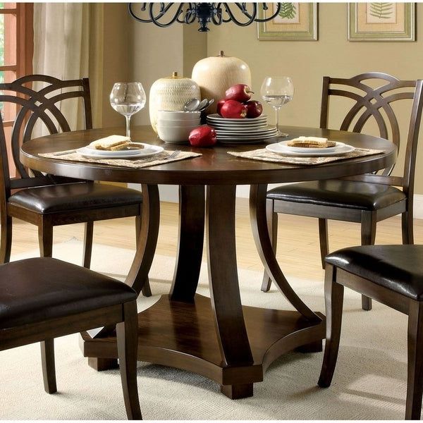 2020 Dark Hazelnut Dining Tables Intended For Shop Transitional Round Dining Table, Dark Walnut Brown (View 14 of 15)