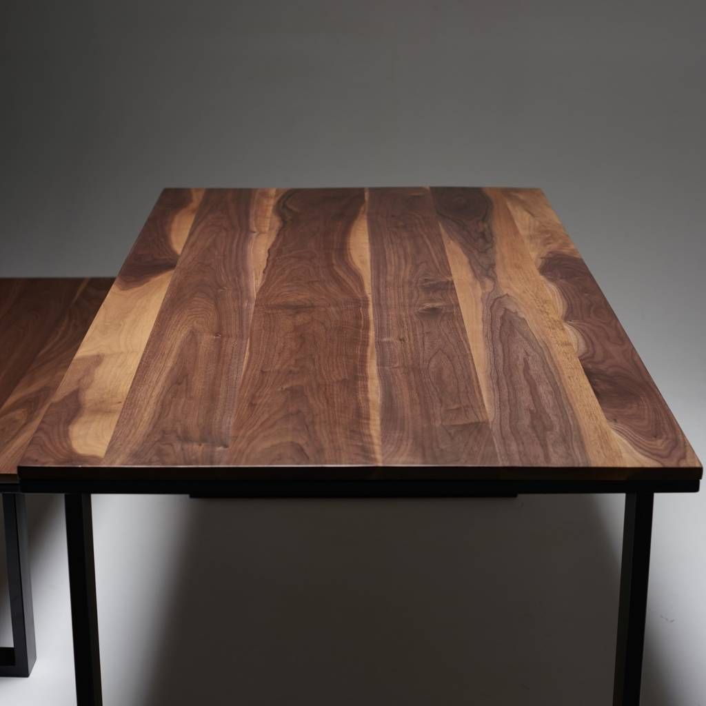 2020 Solid Walnut Dining Table With Industrial Steel Legs Within Black And Walnut Dining Tables (View 14 of 15)