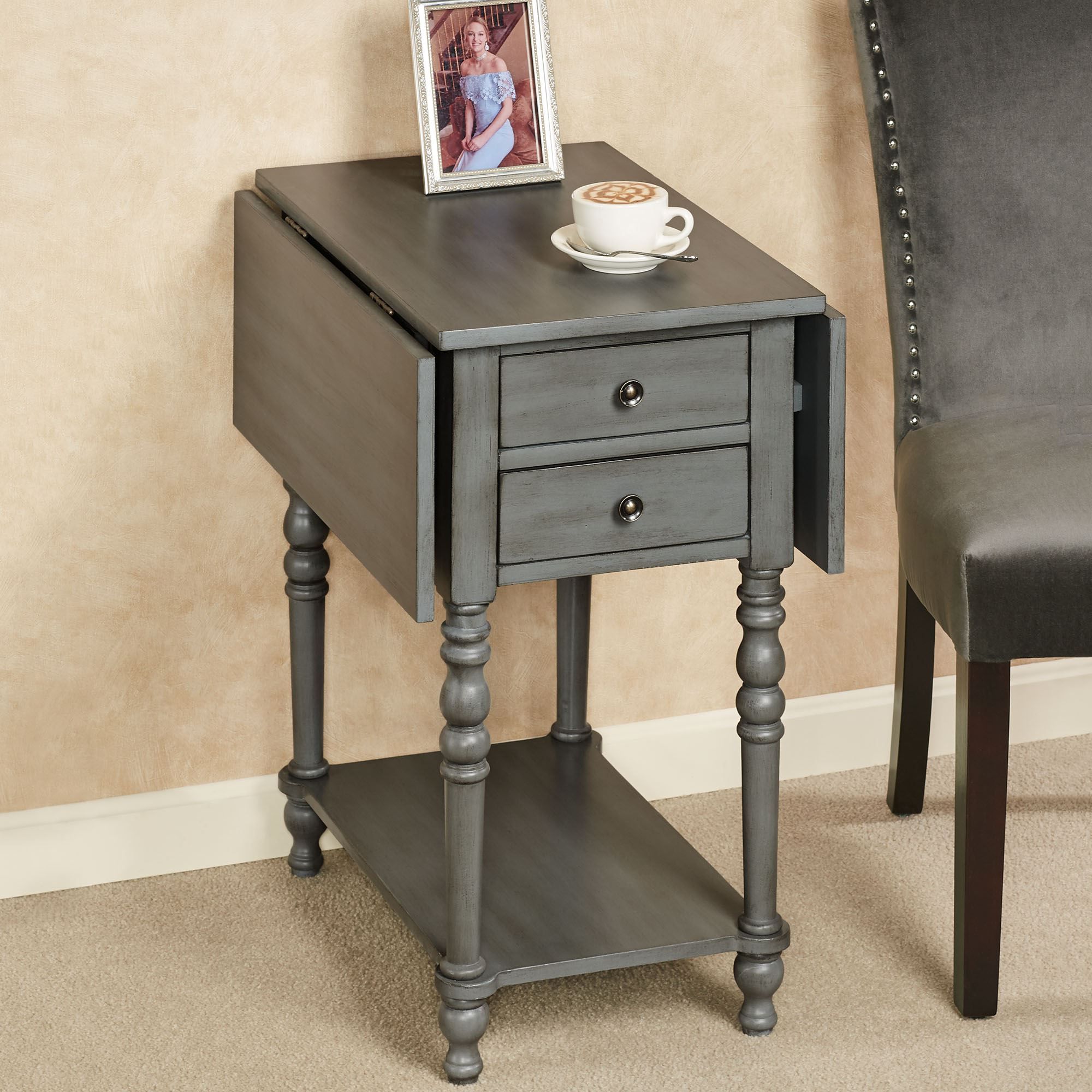 Best And Newest Kimberly Gray Wooden Drop Leaf Side Table In Gray Drop Leaf Tables (View 8 of 15)