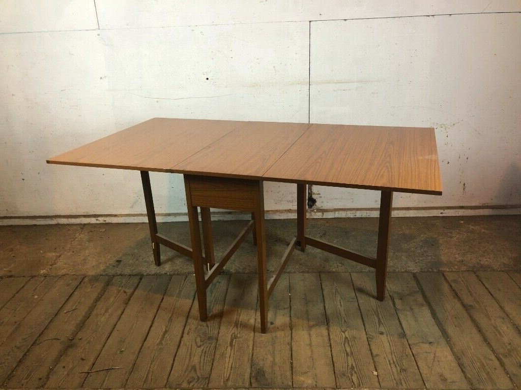Brown Dining Tables With Removable Leaves In Well Known Vintage 1970'S Brown Faux Wood Drop Leaf Extending Dining (View 7 of 15)