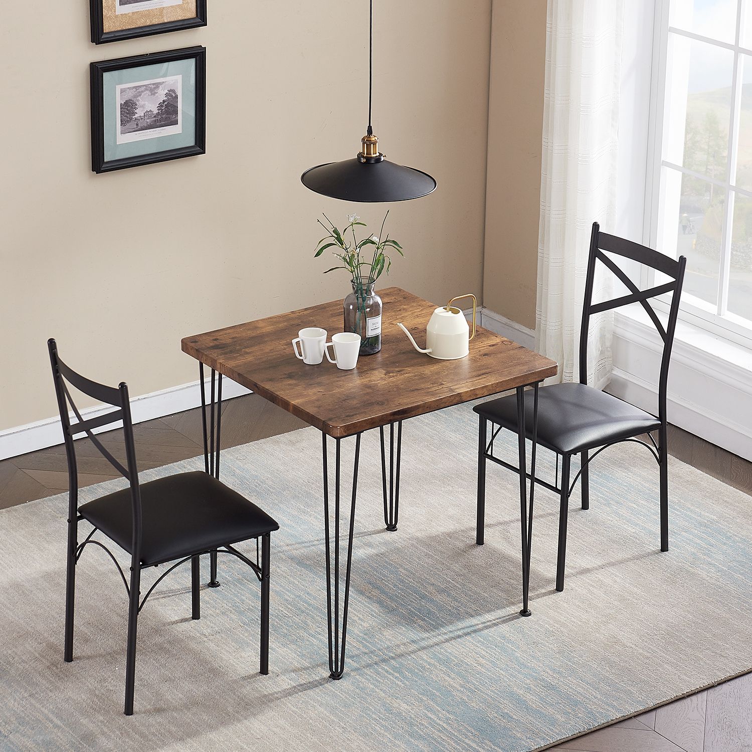 Brown Dining Tables Within Most Popular 3 Piece Dining Table Set Dining Room Table With Chairs (View 4 of 15)
