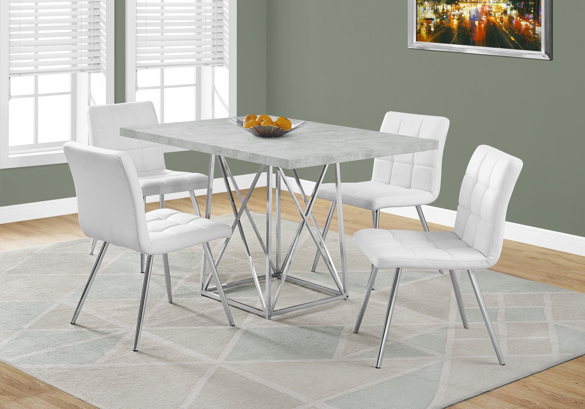 Chrome Metal Dining Tables Throughout 2020 Monarch Specialities Dining Table – 36"X 48" / Grey Cement (View 2 of 15)