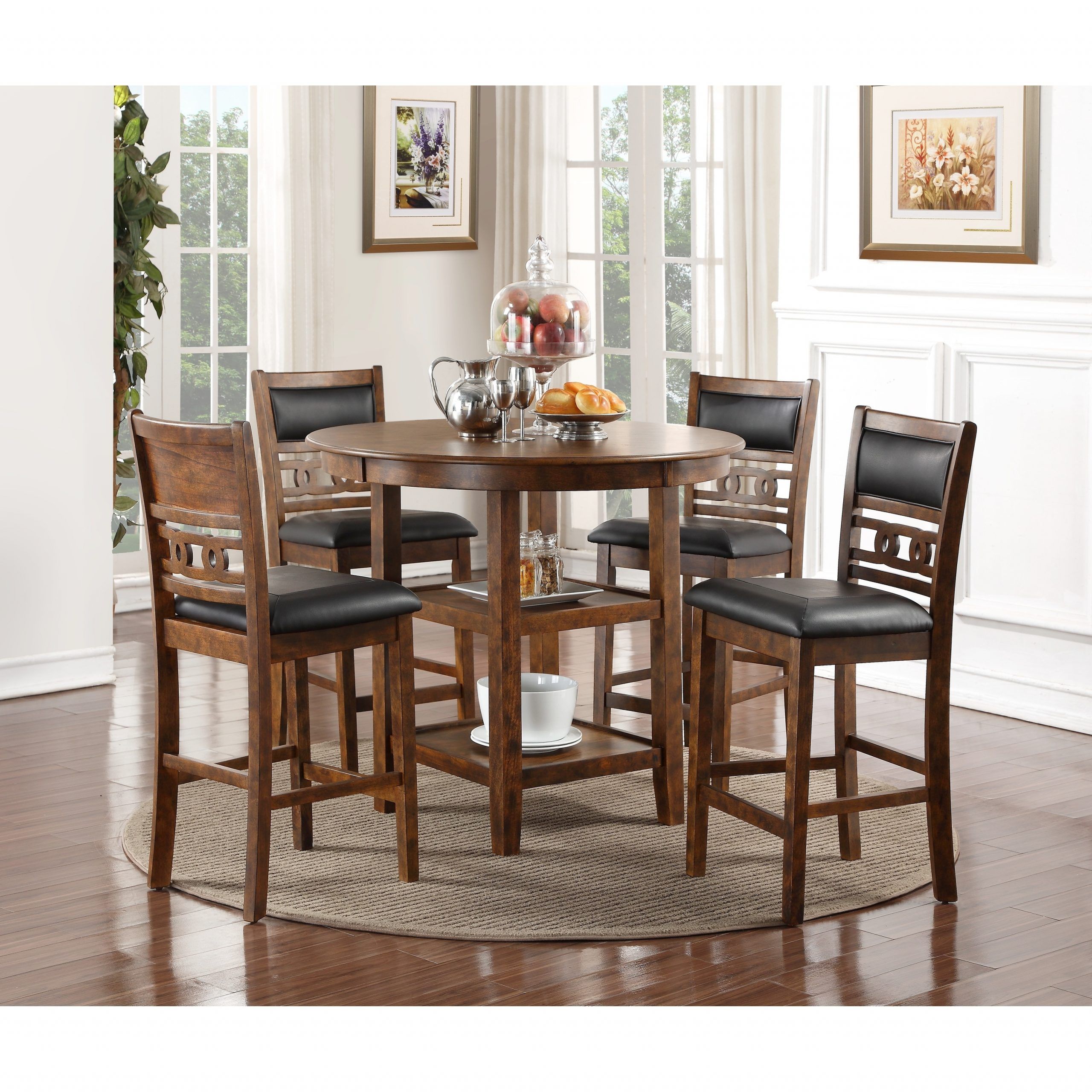 Copper Grove Creteil 5 Piece Round Dining Table Set Brown With Regard To Most Recently Released Vintage Brown 48 Inch Round Dining Tables (View 6 of 15)