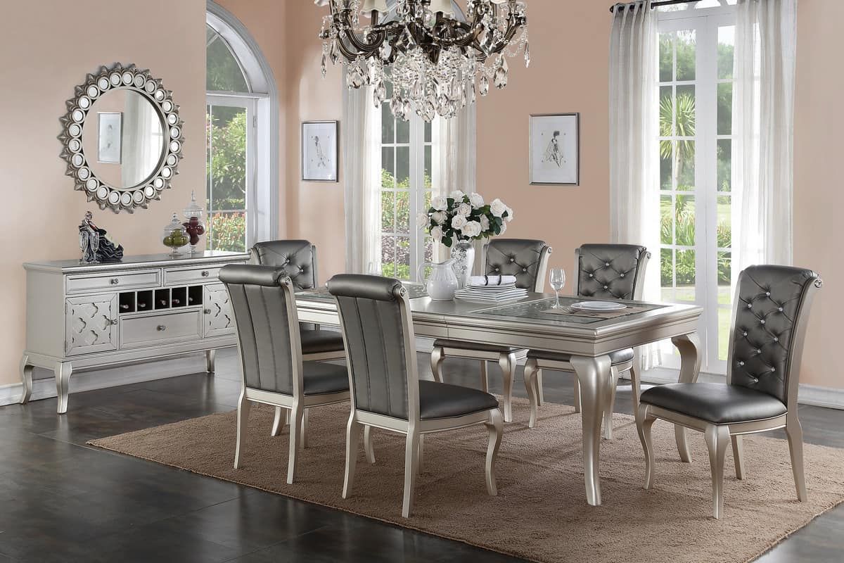 Current Silver Dining Tables Throughout Silver Formal Dining Table Room Set (View 14 of 15)