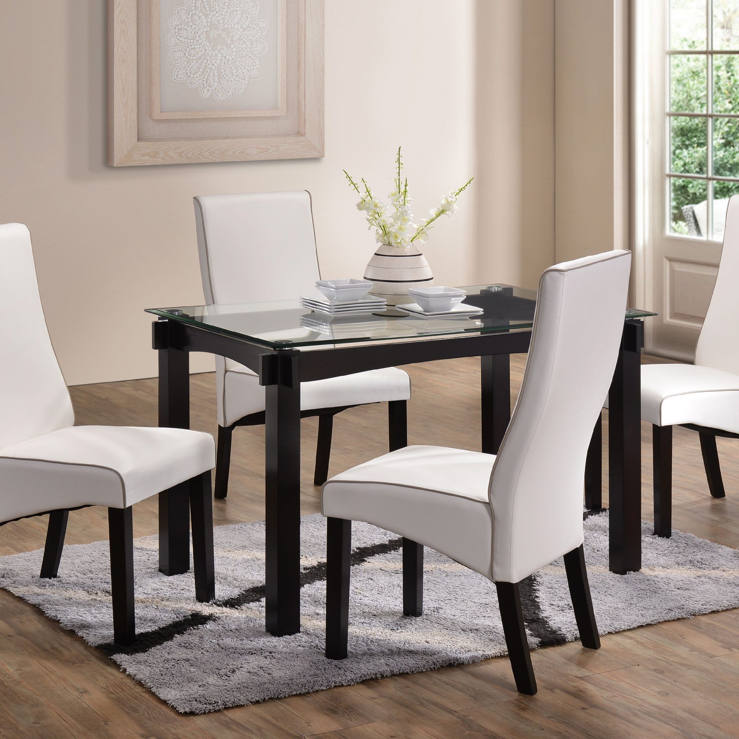 Eugene 5 Piece Dining Set, 47" Rectangular, Transitional Within Preferred White Rectangular Dining Tables (View 10 of 15)