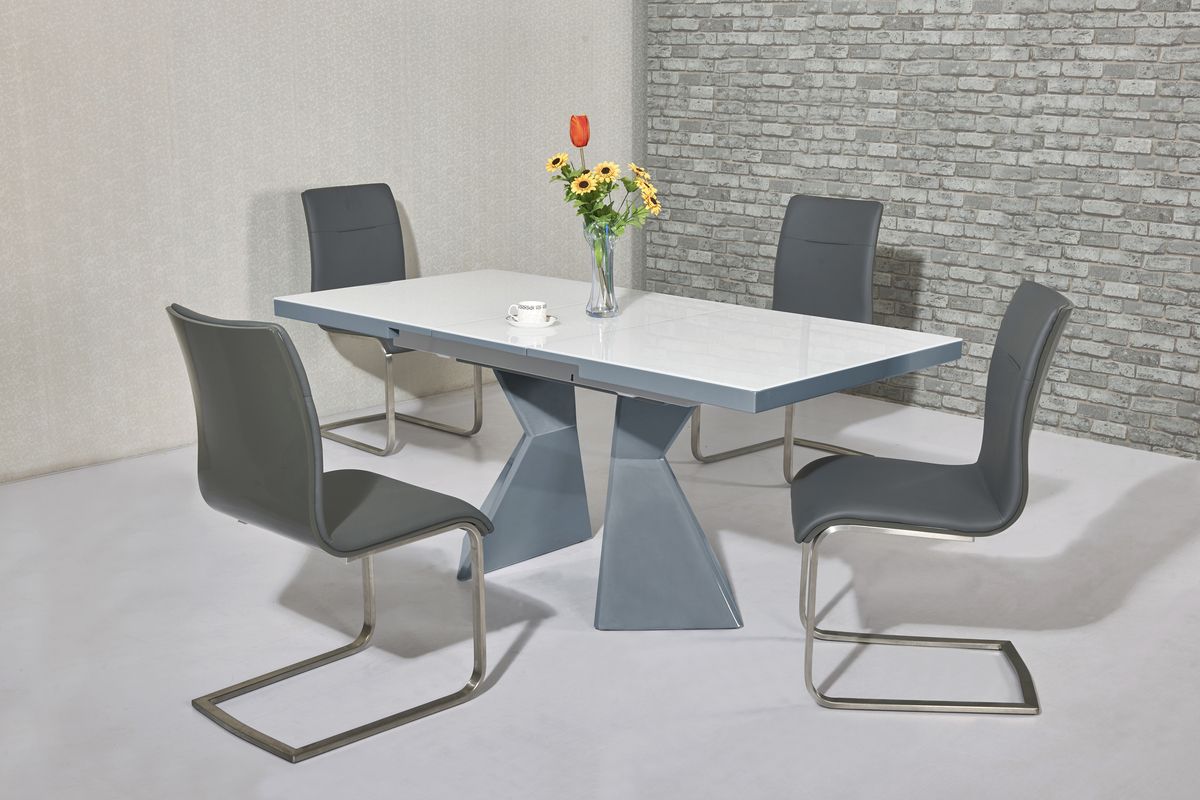 Fashionable Glossy Gray Dining Tables In Grey High Gloss White Glass Dining Table & 4 Chairs (View 12 of 15)