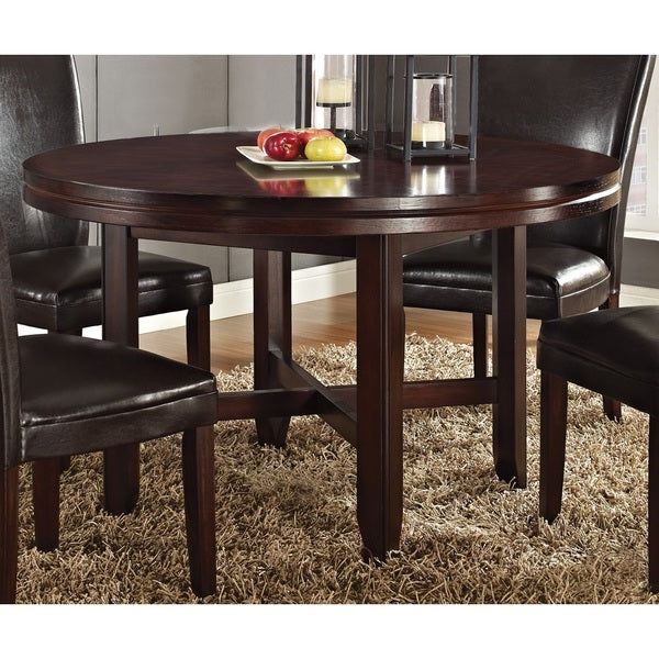 Fashionable Hampton Dark Brown Cherry 52 Inch Round Dining Table With Regard To Vintage Brown Round Dining Tables (View 7 of 15)