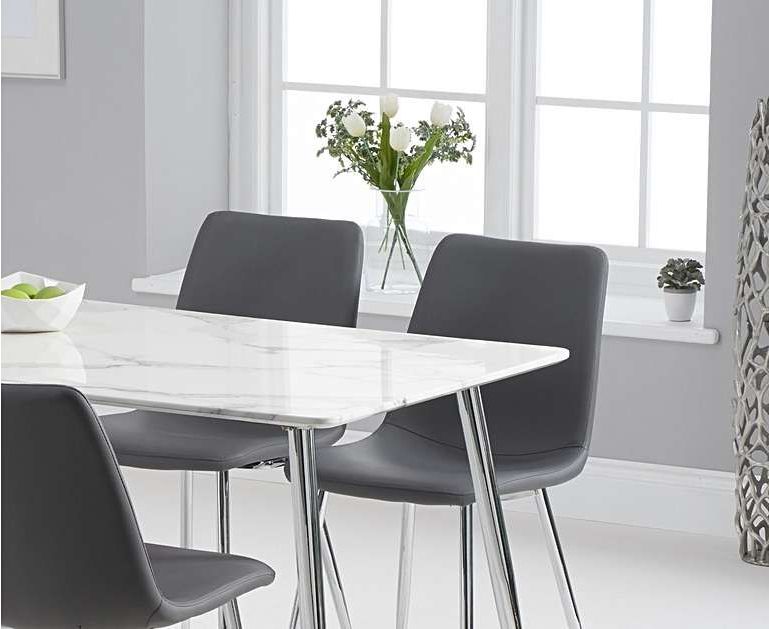 Favorite Glossy Gray Dining Tables Within Cecily 120Cm High Gloss Carrera Grey Dining Table With (View 6 of 15)