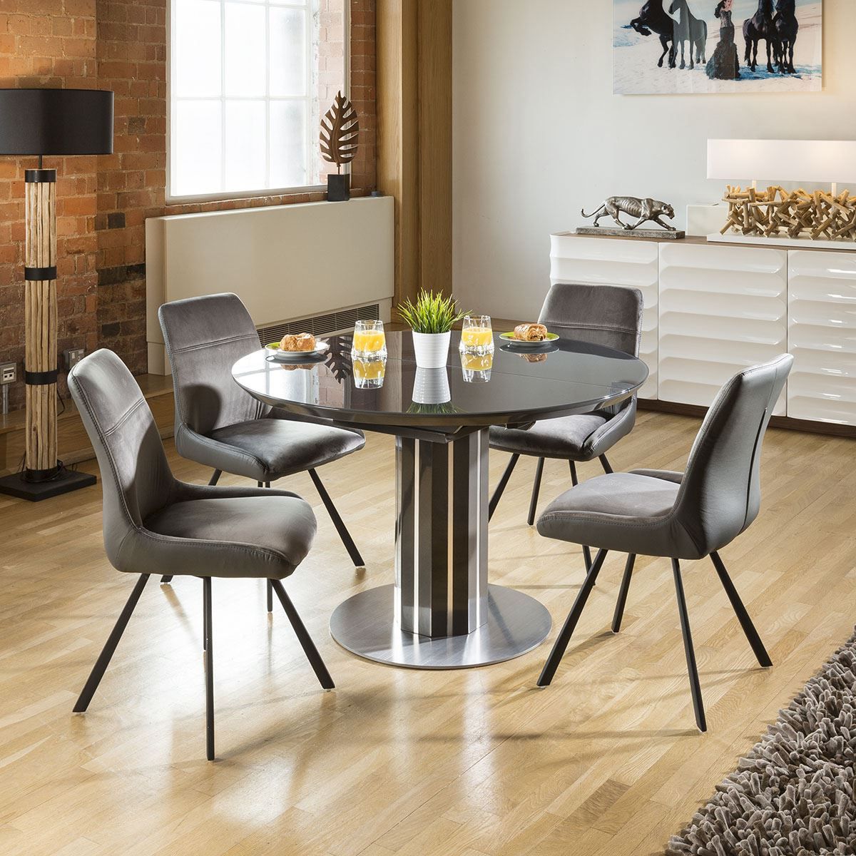 Glossy Gray Dining Tables With Regard To Popular Extending Round Oval Dining Set Grey Gloss/glass Top Table (View 9 of 15)
