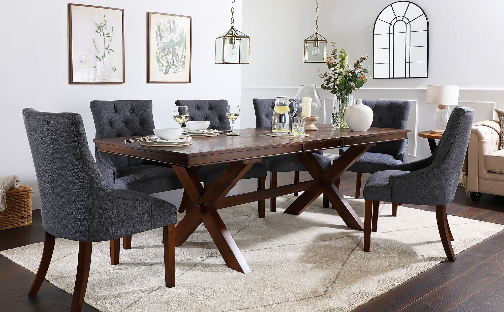 Grange Dark Wood Extending Dining Table With 4 Duke Slate With 2019 Dark Hazelnut Dining Tables (View 9 of 15)