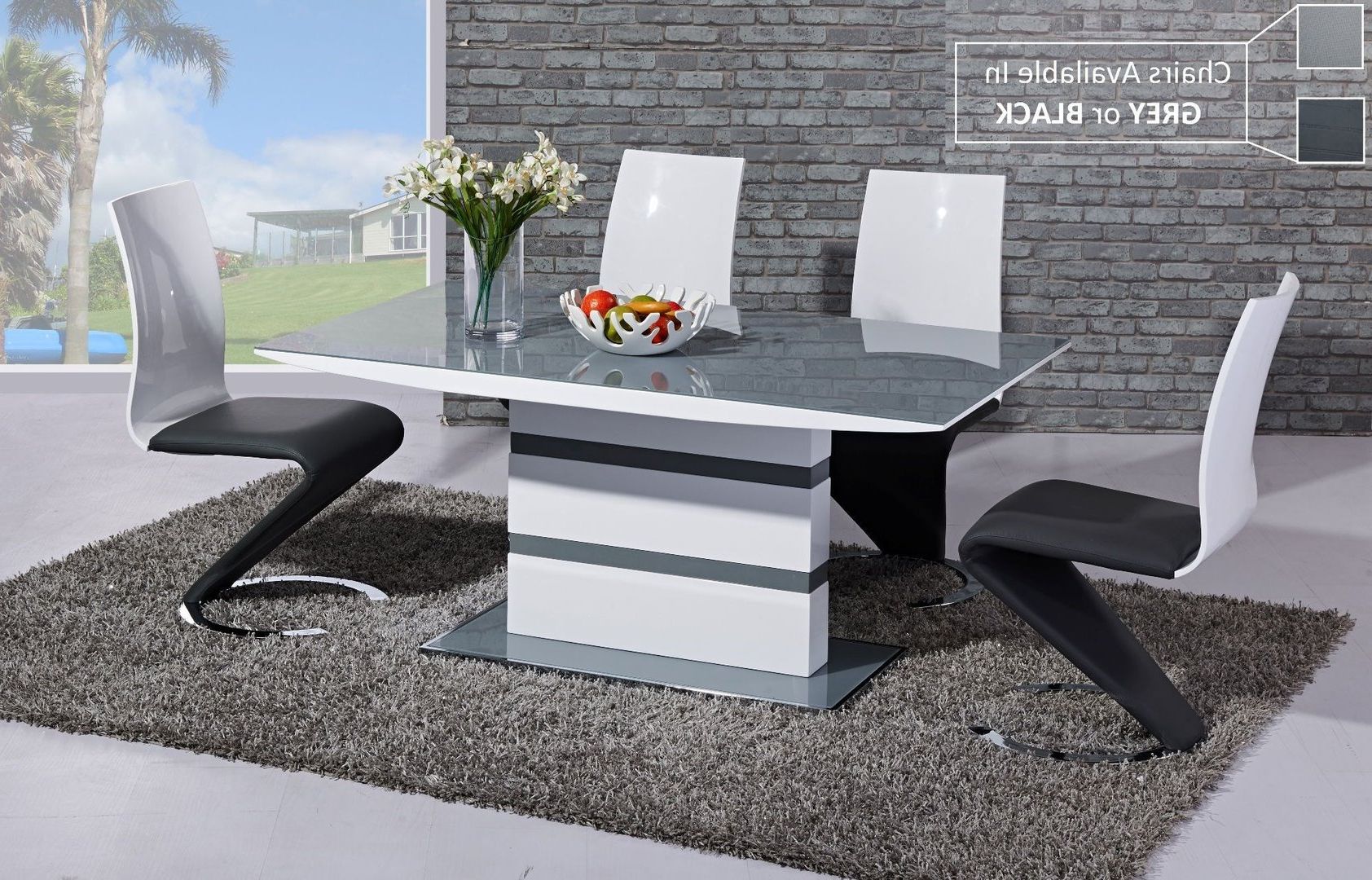 Latest Grey Glass White High Gloss Dining Table And 6 Chairs Throughout Glossy Gray Dining Tables (View 13 of 15)