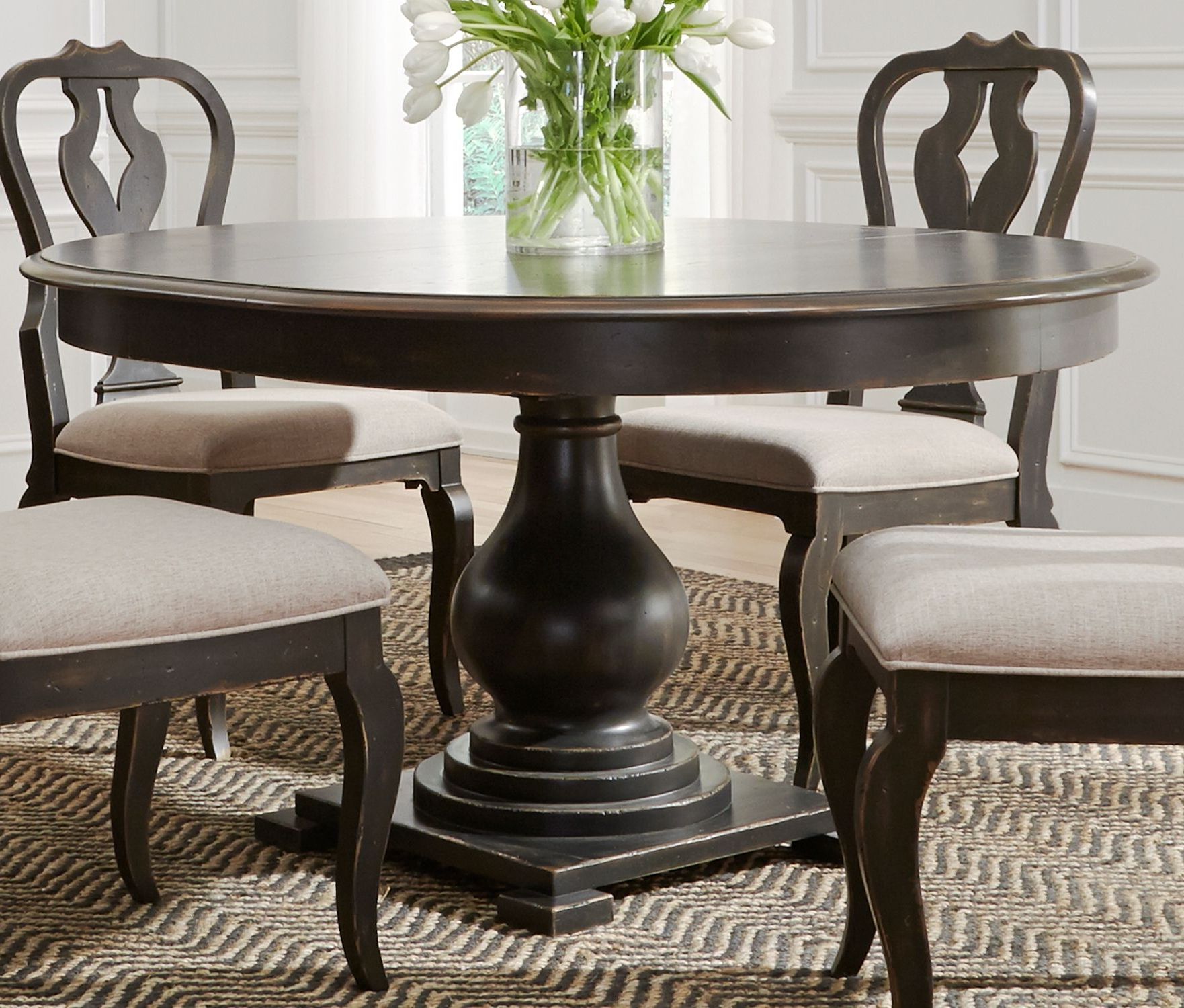 Liberty Chesapeake Antique Black Extendable Round Dining In Most Up To Date Reclaimed Teak And Cast Iron Round Dining Tables (View 5 of 15)