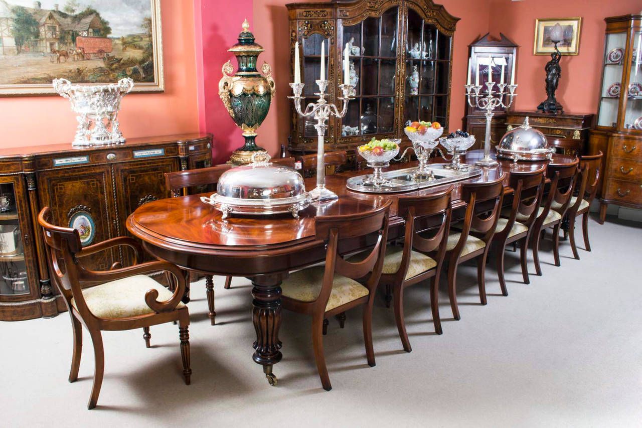 Mahogany Dining Tables Inside Most Popular Vintage Victorian Mahogany Dining Table With 14 Chairs At (View 8 of 15)
