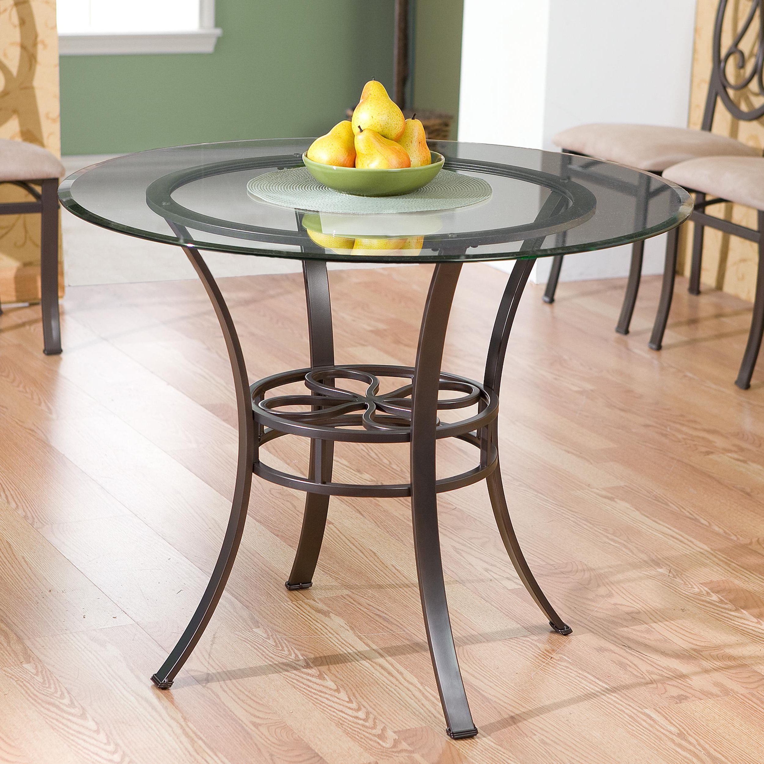 Most Popular Dark Brown Round Dining Tables Within Amazon – Southern Enterprises Lucianna Glass Top (View 2 of 15)