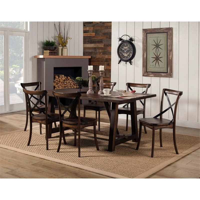 Most Popular Dark Oak Wood Dining Tables With Alpine Furniture Arendal Wood Trestle Dining Table In Dark (View 11 of 15)