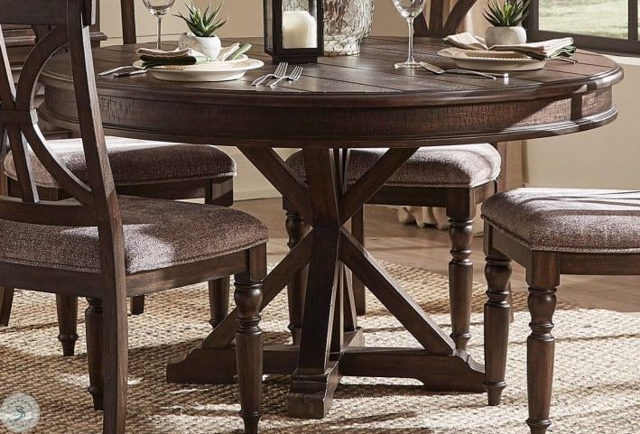 Most Popular Vintage Brown 48 Inch Round Dining Tables For Cardano Dark Brown Round Dining Table From Homelegance (View 12 of 15)