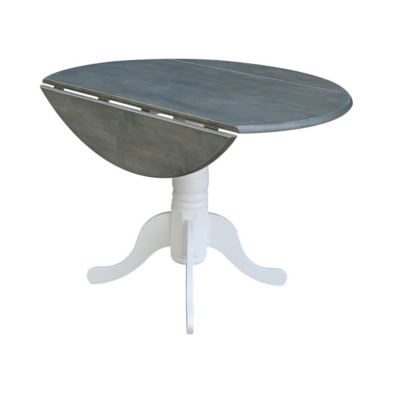 Most Recent Gray Drop Leaf Tables Pertaining To 42" Round Solid Wood Gray Drop Leaf Table – T05 42Dp (View 6 of 15)