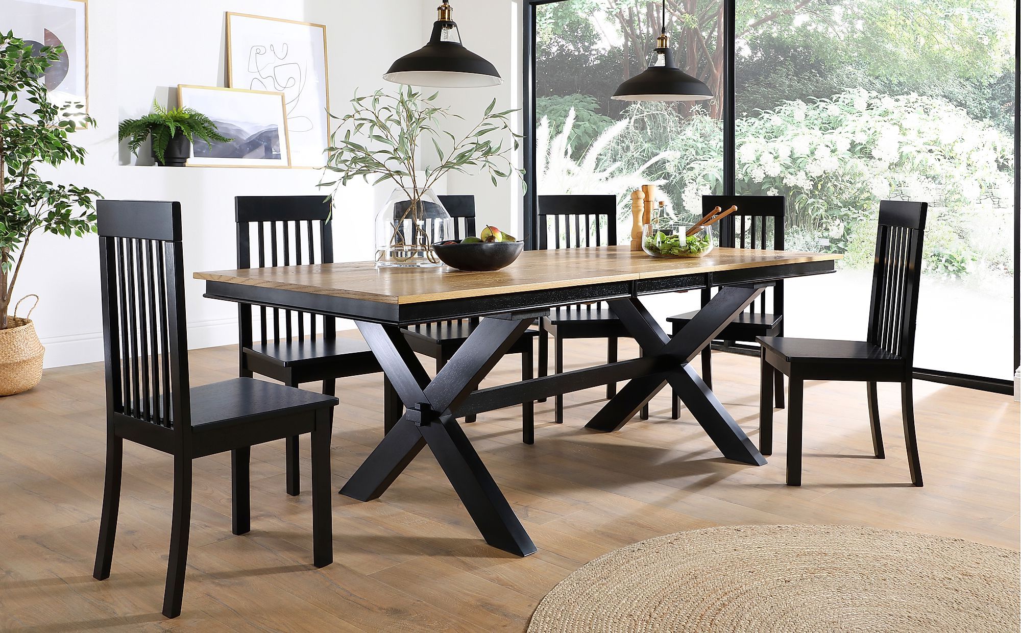 Newest Dark Oak Wood Dining Tables Inside Grange Painted Black And Oak Extending Dining Table With  (View 8 of 15)