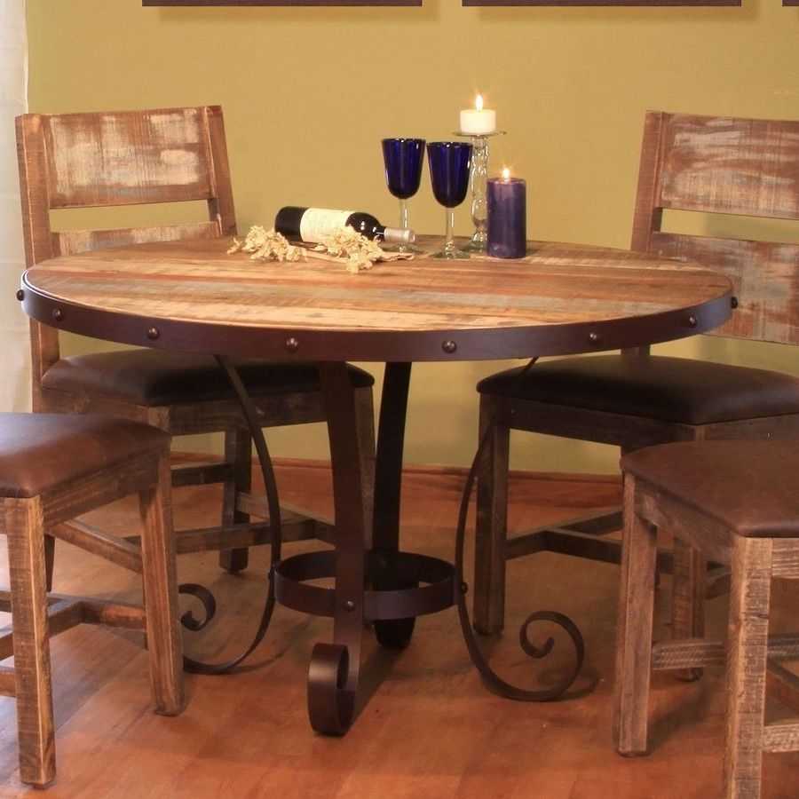 Newest Reclaimed Teak And Cast Iron Round Dining Tables With Regard To Antique Round Dining Table W/ Iron Base Ifd Furniture (View 6 of 15)