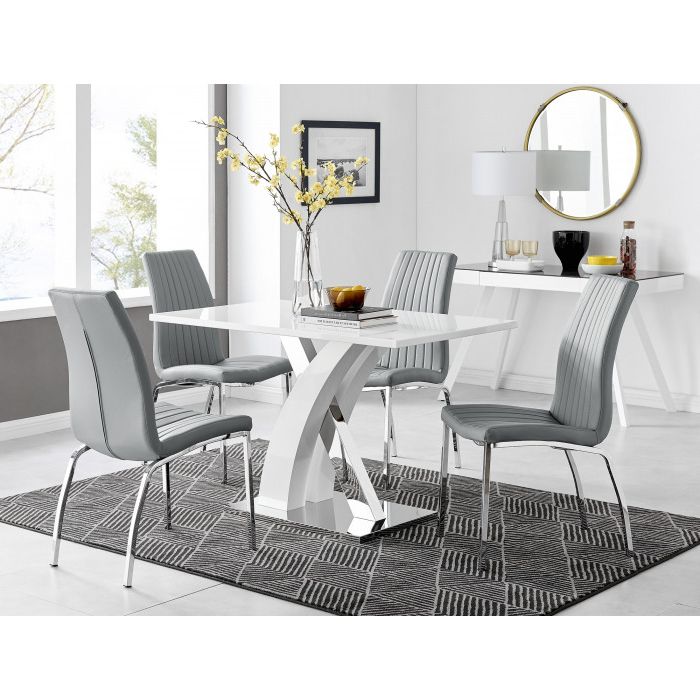 Popular Atlanta White High Gloss And Chrome Metal Rectangle Dining Within Chrome Metal Dining Tables (View 14 of 15)