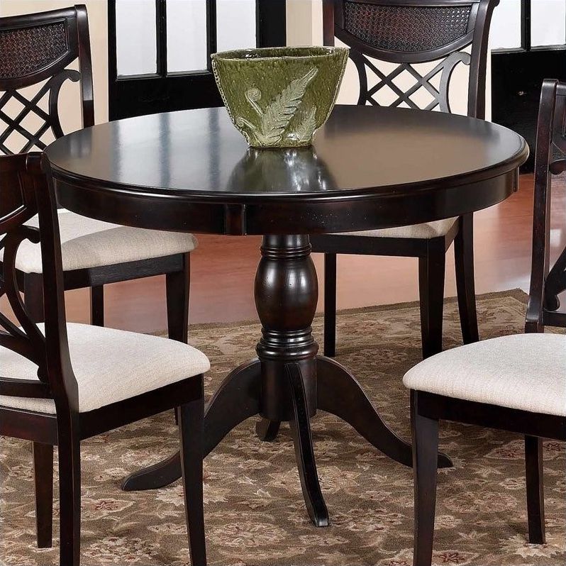 Popular Dark Hazelnut Dining Tables Inside Hillsdale Glenmary Round Casual Dining Table In Dark (View 5 of 15)