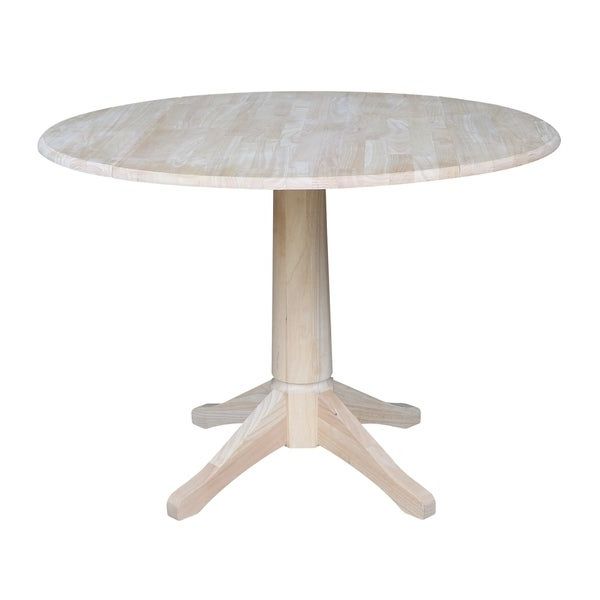 Recent Round Dual Drop Leaf Pedestal Tables Intended For Shop 42" Round Dual Drop Leaf Pedestal Table – Unfinished (View 13 of 15)