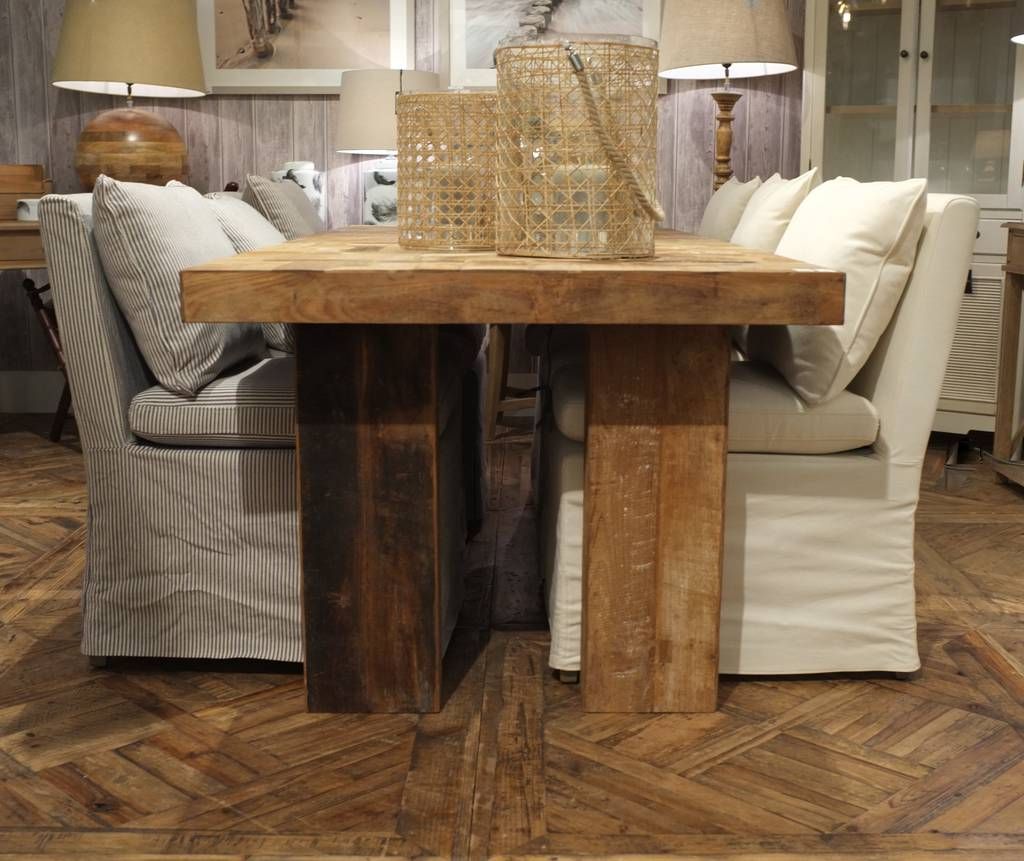 Reclaimed Teak And Cast Iron Round Dining Tables Pertaining To Trendy Large Reclaimed Teak Dining Tablecambrewood (View 2 of 15)