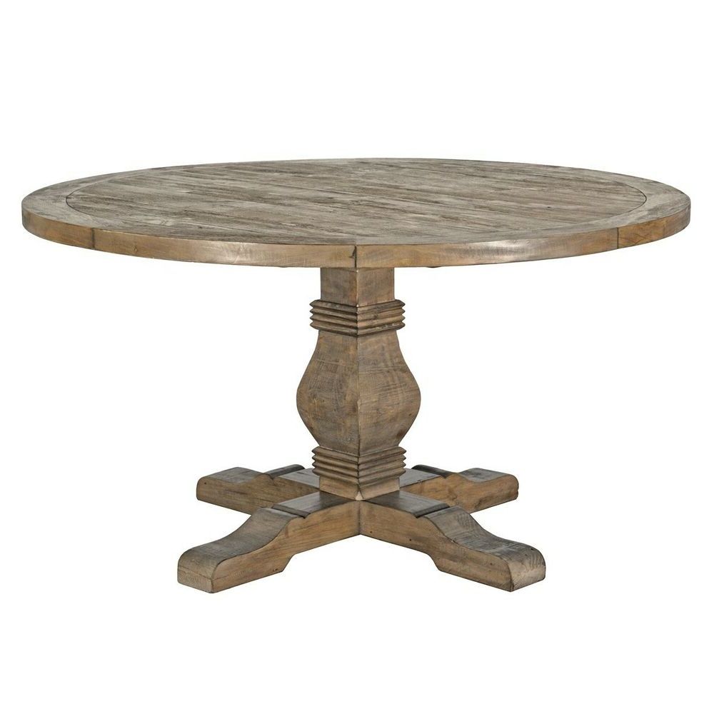 Reclaimed Teak And Cast Iron Round Dining Tables Throughout Trendy 55" Round Dining Table Solid Reclaimed Pine Wood Top Hand (View 8 of 15)
