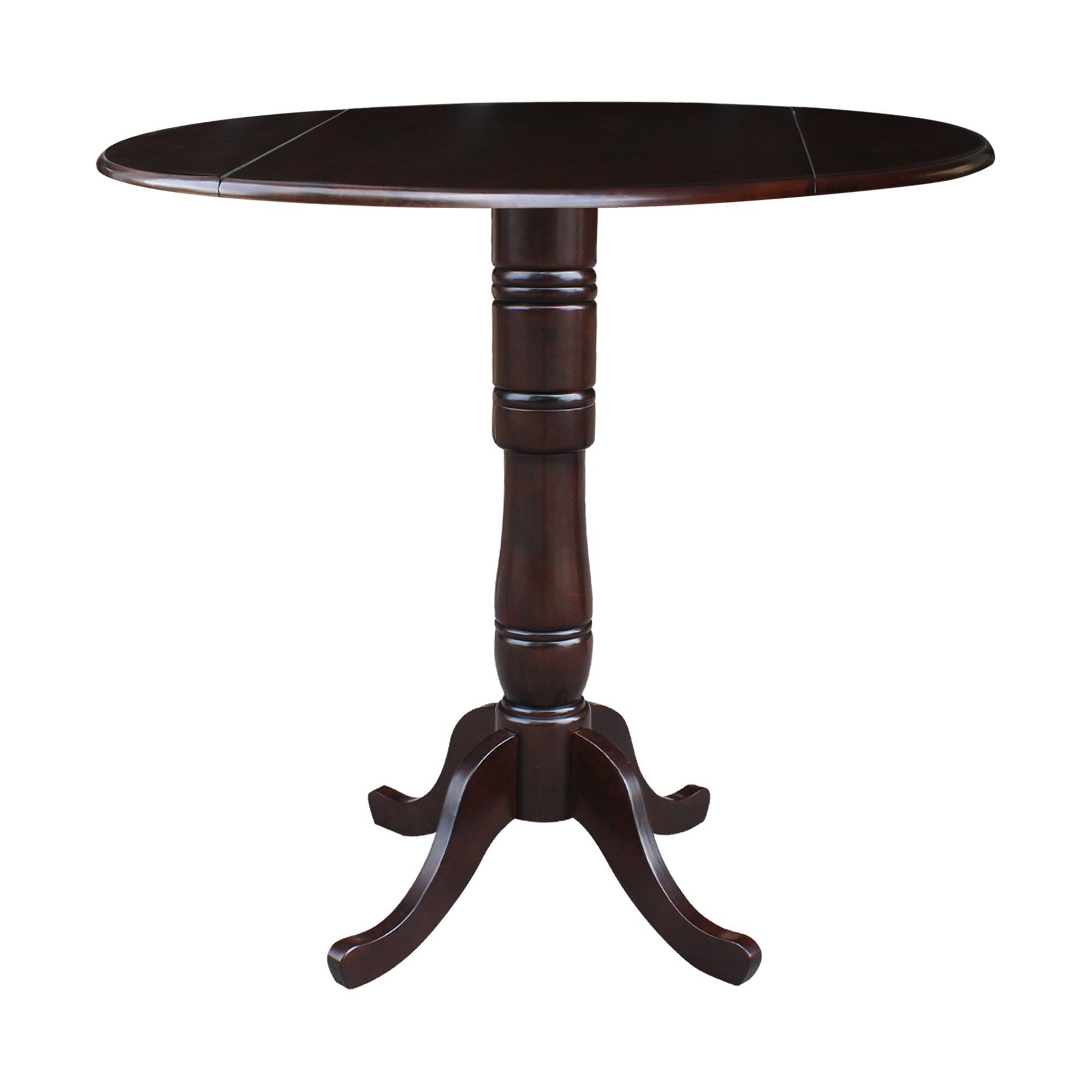 Round Dual Drop Leaf Pedestal Tables Pertaining To Fashionable 42" Round Dual Drop Leaf Pedestal Table In Rich Mocha (View 5 of 15)