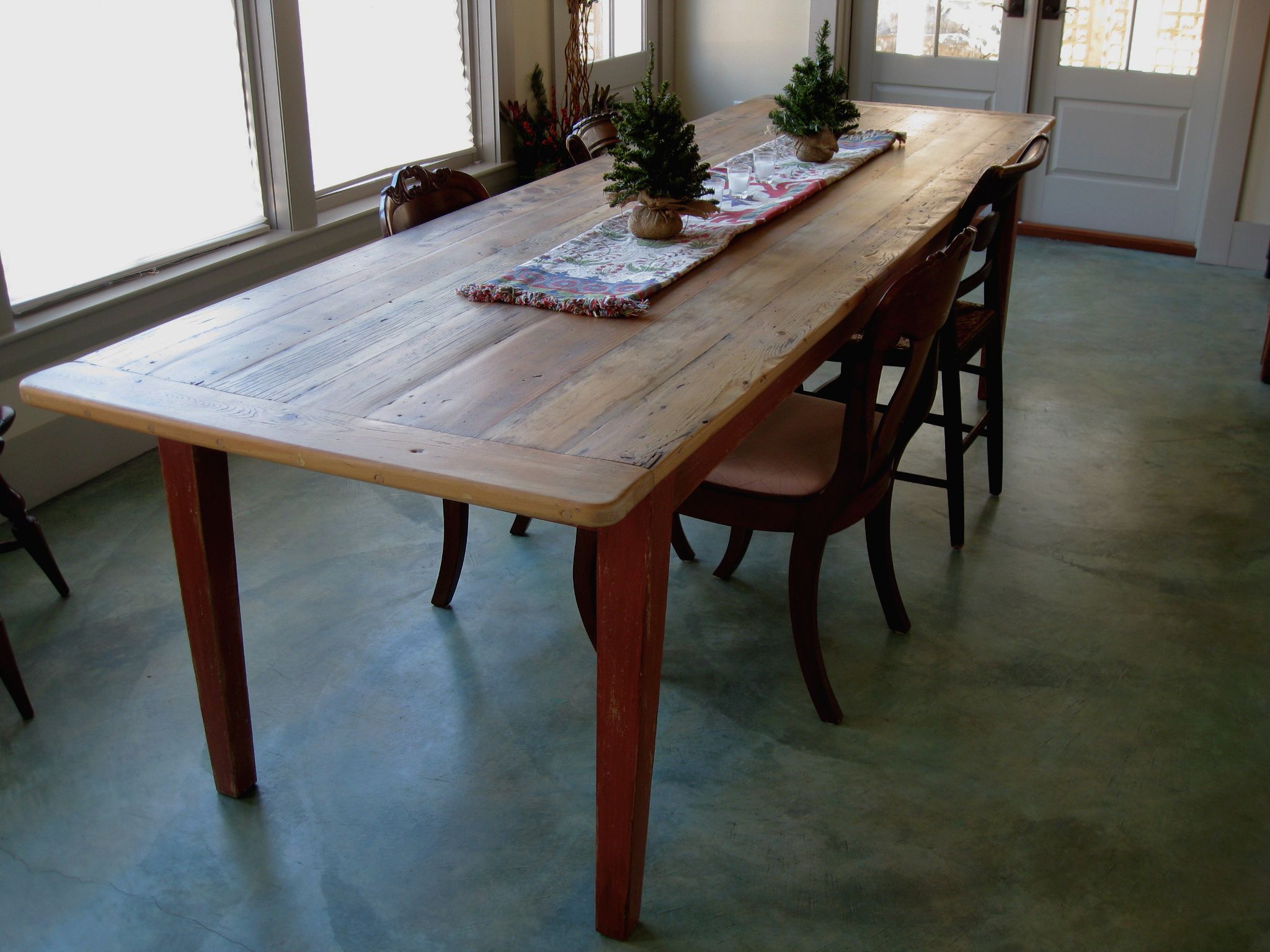 Rustic Honey Dining Tables Pertaining To 2019 Long Rustic Dining Table With Painted Base – Lake And (View 10 of 15)