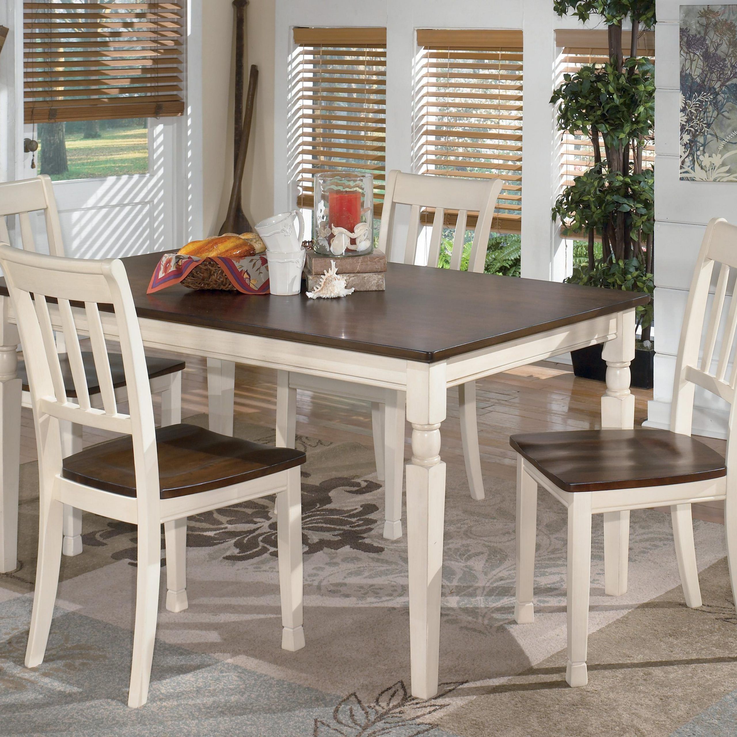 Signature Designashley Whitesburg D583 25+4X02 5 Piece For Popular White Rectangular Dining Tables (View 2 of 15)