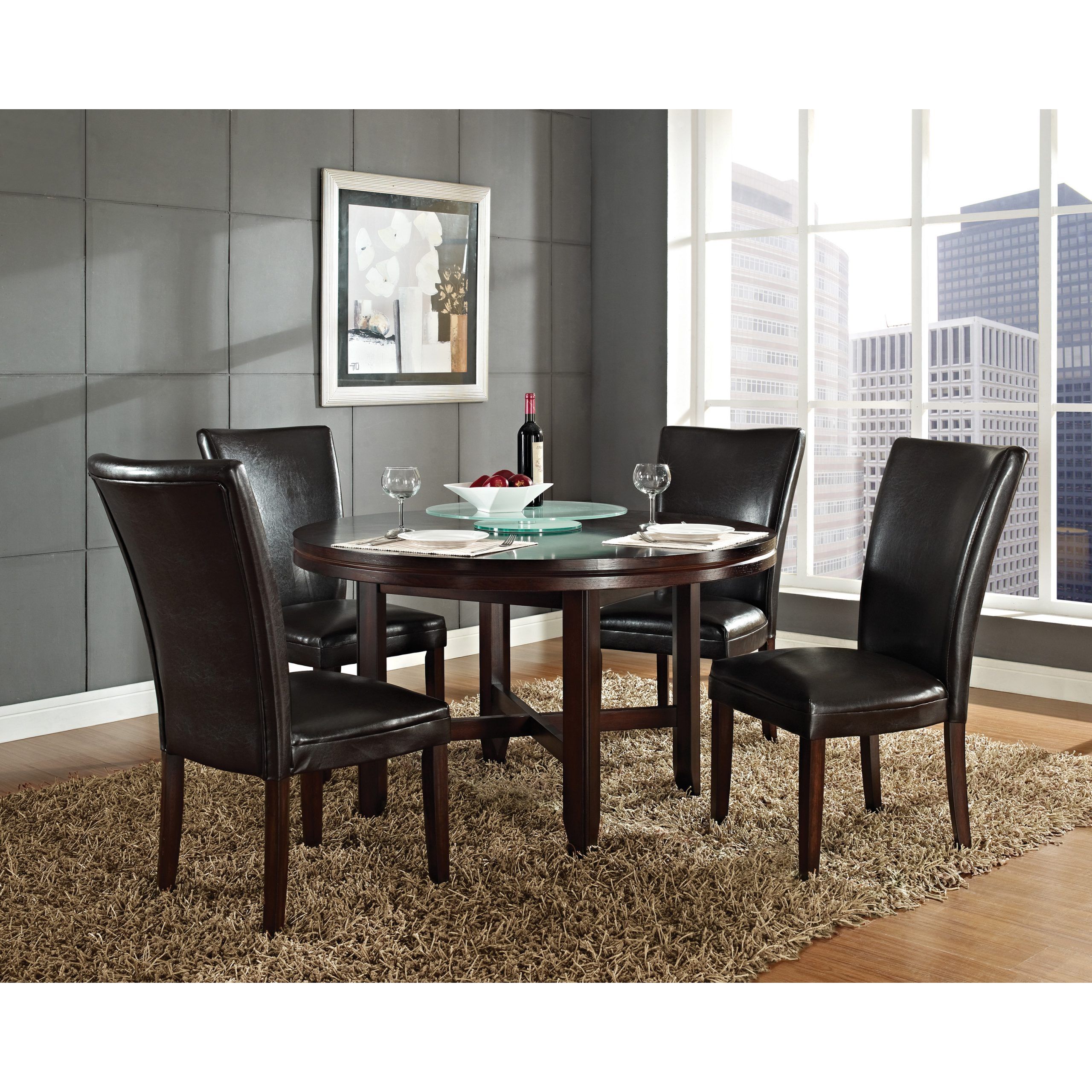 Silver Dining Tables With Regard To Best And Newest Steve Silver Hartford Small Round Dining Table – Dark (View 5 of 15)