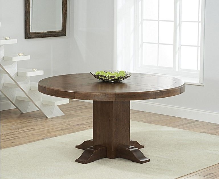 Torino 150Cm Dark Oak Round Pedestal Dining Table Dark Oak With Widely Used Dark Oak Wood Dining Tables (View 13 of 15)