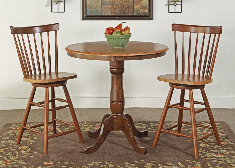 Traditional Style Round Counter Height Pedestal Table With In 2019 Light Brown Round Dining Tables (View 12 of 15)