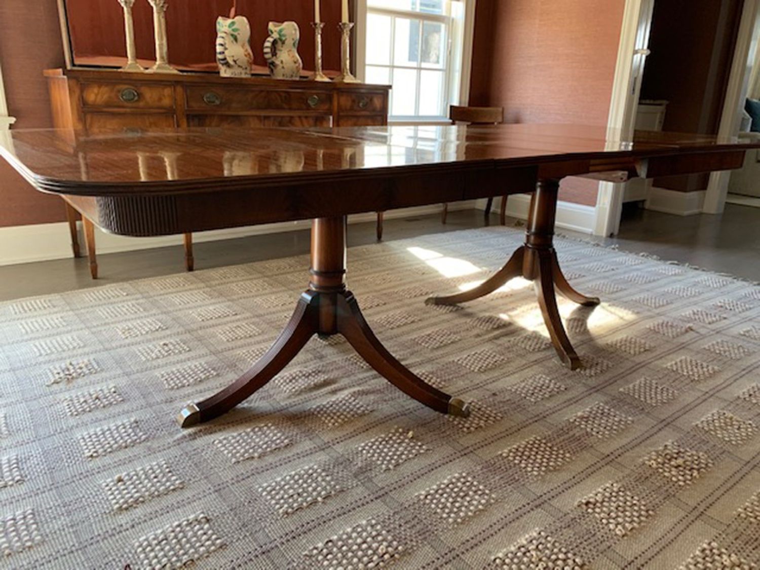 Trendy Double Pedestal Mahogany Georgian Style Dining Table • The For Mahogany Dining Tables (View 2 of 15)