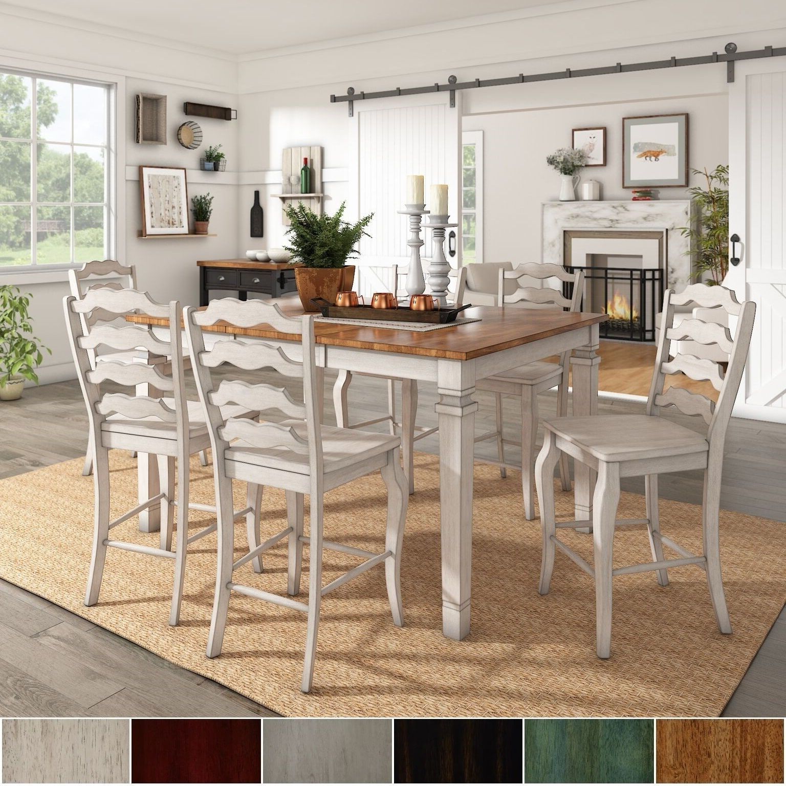 Trendy Elena Antique White Extendable Counter Height Dining Set With White Counter Height Dining Tables (View 8 of 15)