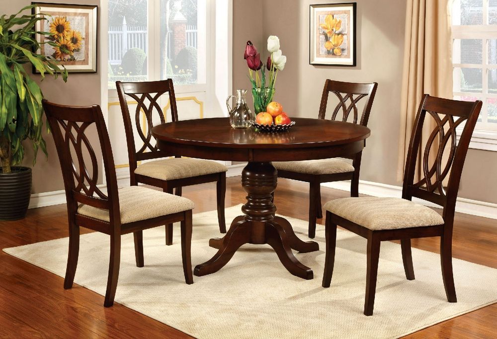 Trendy Vintage Brown Round Dining Tables Pertaining To Carlisle Brown Cherry Wood Round Dining Tablefurniture (View 10 of 15)