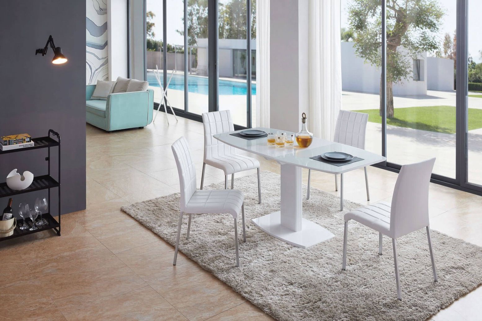 Trendy White Rectangular Dining Tables Throughout 2396 Modern Rectangular Glass Extendable Dining Table (View 12 of 15)